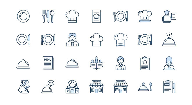 Restaurant icons food service and menu