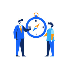 Business people with compass, navigation and strategy concept illustration