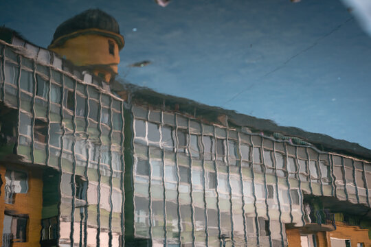 Architecture Reflected in River, Sarajevo Bosnia Herzegovina