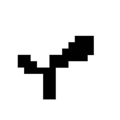 Obraz premium Minimalist pixel art illustration depicting a nascent plant or sprouting growth, symbolizing core concepts of organic development, new beginnings, and digital natural elements with a retro aesthetic