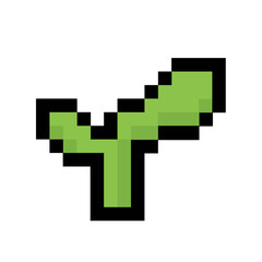 Obraz premium A pixel art rendering of a vibrant green seedling or sprout, perfect for game assets, digital design, or educational materials illustrating growth and nature in a retro aesthetic