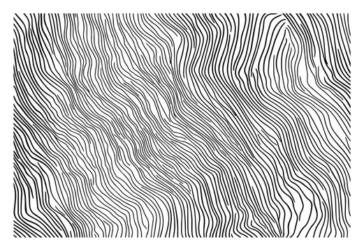 Abstract organic wavy lines texture hand drawn ink background. Vintage wood grain or water ripple pattern sketch for modern design.