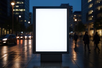Fototapeta premium Illuminated Billboard Mockup at Night in Urban Setting for Advertising and Marketing Campaigns