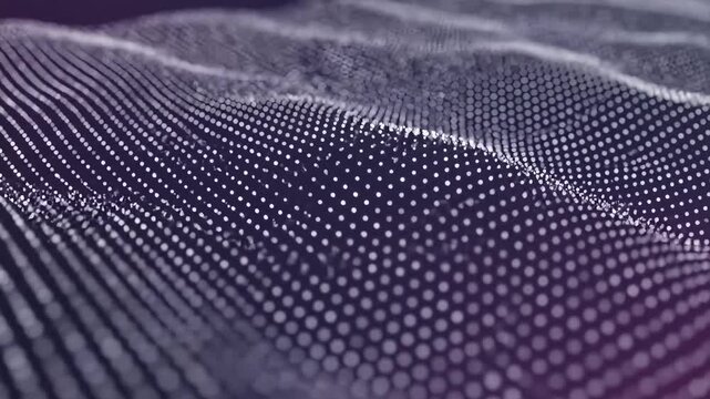 Minimal grid of soft small dots gently moving and shifting position creating calm seamless loop abstract motion graphics background.