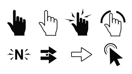 Obraz premium Visual representation of various hand gestures and directional indicators Vector