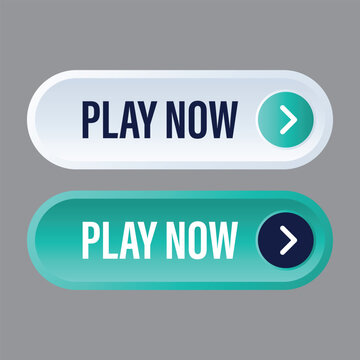Modern play now web button icons with arrow element for video content and gaming interface