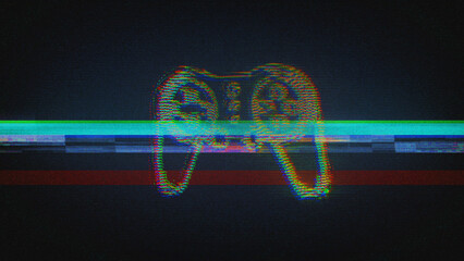 Gaming e-sport joystick symbol glitch and noise 3d illustration © Skórzewiak