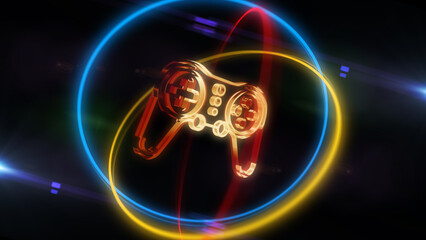 Gaming e-sport joystick golden symbol 3d illustration © Skórzewiak