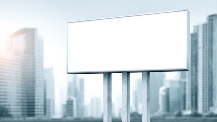 Fototapeta premium Blank Billboard in Urban Cityscape, Ideal for Advertising Mockups and Marketing Campaigns, Clear Space