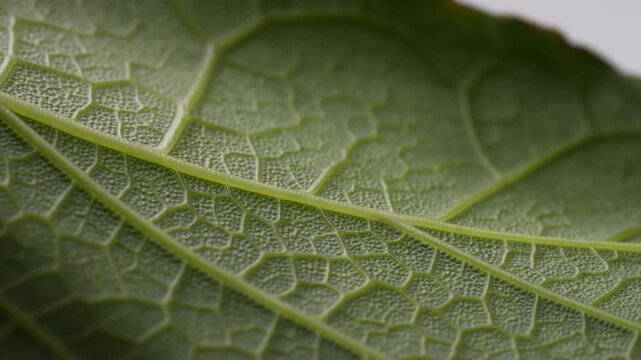 Vivid Leafy Detail. Detailed Green Foliage Showing Vascular Structures And Subtle Light Effects