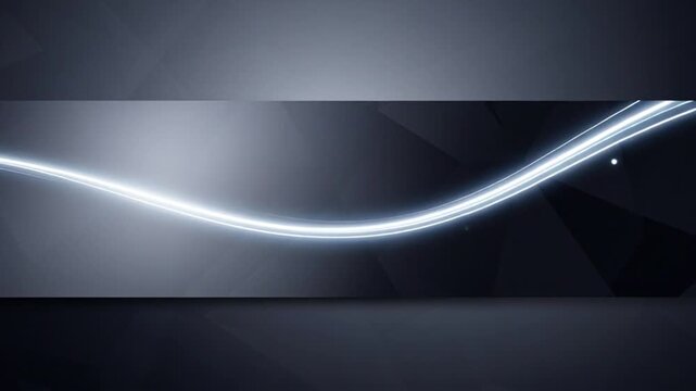 Glowing white light streak arcs across dark background with starburst effect and trails