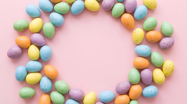 Easter promotion with colorful candy eggs frame design Easter advertisement Banner