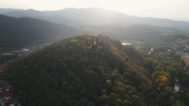 Picturesque aerial video of Hisar hill, located in the outskirts of Prokuplje, a town in southern Serbia.
