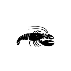 Fototapeta premium Black and white illustration of a detailed lobster side view
