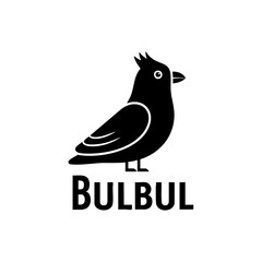 Fototapeta premium Black silhouette of a bulbul bird standing on a plain surface
