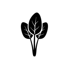 Obraz premium Minimalist black and white illustration of three spinach leaves