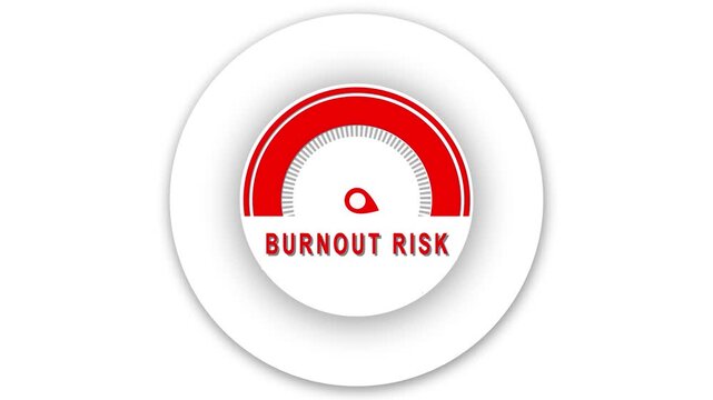Digital meter indicating risk zone red barometer measuring burnout risk pressure gauge concept