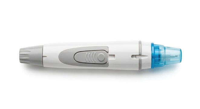 Medical lancet device for blood sampling diabetes testing tool isolated on white background healthca