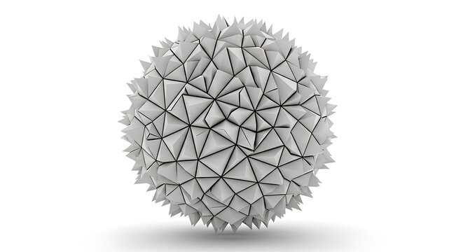 A 3D rendering of a geometric sphere with a complex polygonal structure on a white background