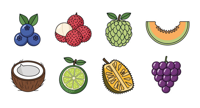 Colorful cartoon fruits illustration