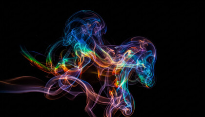 Fototapeta premium Vibrant smoke swirls with dynamic colors creating a modern abstract design art