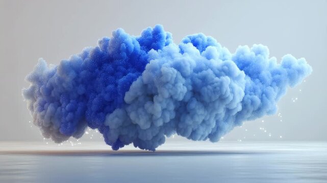 青い粒子の雲が宙に浮かぶ抽象的な背景イメージ