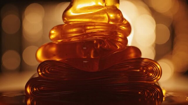 A video showcasing a close-up of a shiny golden chess piece on a blurred background with bokeh lights