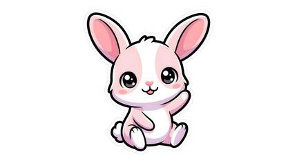 Obraz premium Cute pink bunny cartoon character isolated on transparent background