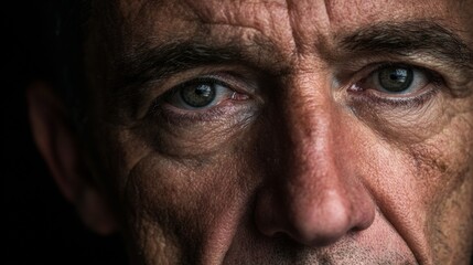 Fototapeta premium Close-up of a man's face with a worried expression