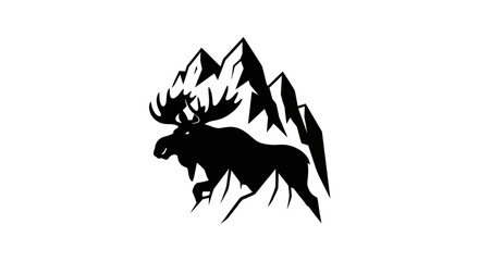 Obraz premium Moose silhouette climbing mountain peaks