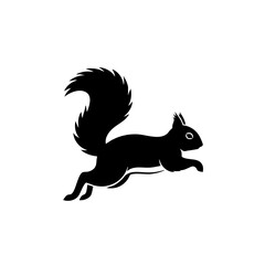 Fototapeta premium A sleek squirrel captured mid-leap with dynamic posture in black silhouette