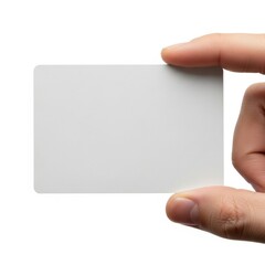 Obraz premium A hand holding a blank white rectangular card against a plain background