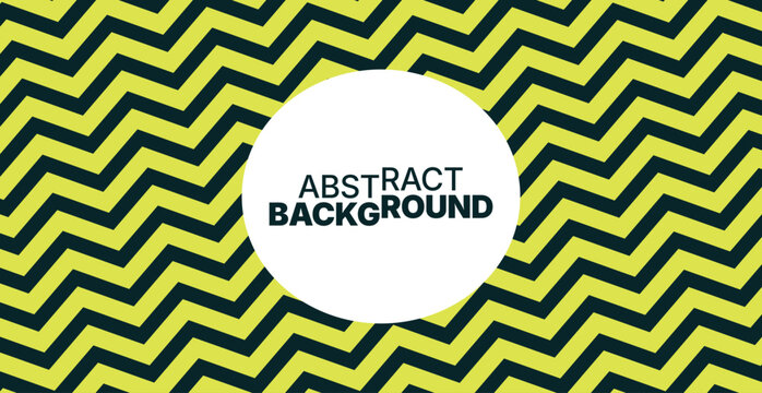 Abstract Vector Background with Bold Zigzag Chevron Pattern and Circular Text Frame