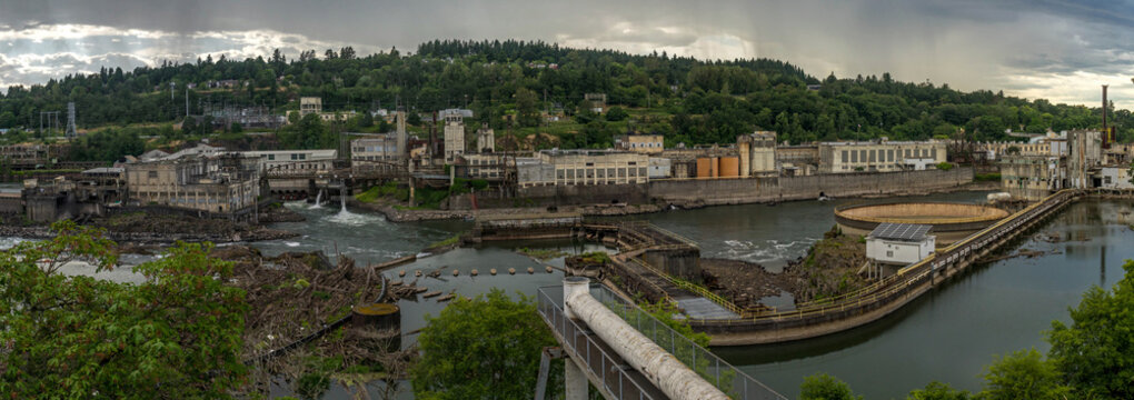 Panoramic View of Willamette Falls, Oregon City, Oregon
