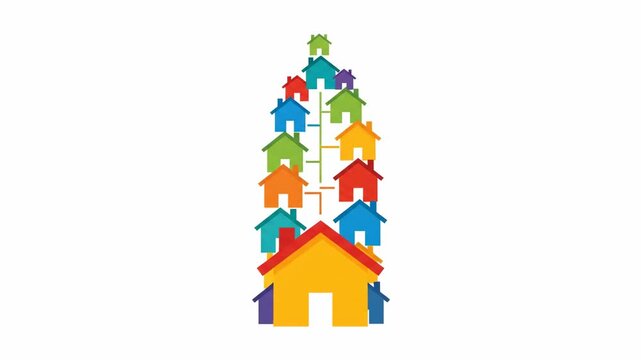 Colorful House Icons Stacked Together.