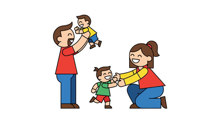 Wholesome Family Fun Parents and Energetic Children Joyfully Playing and Creating Lasting Memories Together