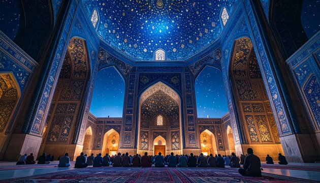 Interior view of the Gur-e-Amir mausoleum in Samarkand, Uzbekistan.