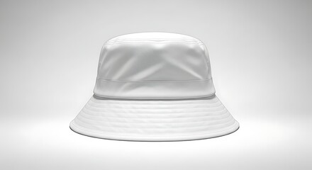 Fototapeta premium Light colored wide brimmed bucket hat isolated on white background