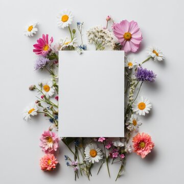 Floral frame with blank card