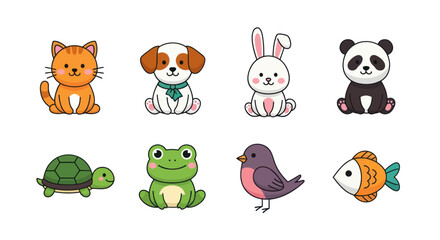 Obraz premium Cartoon animal characters on white background