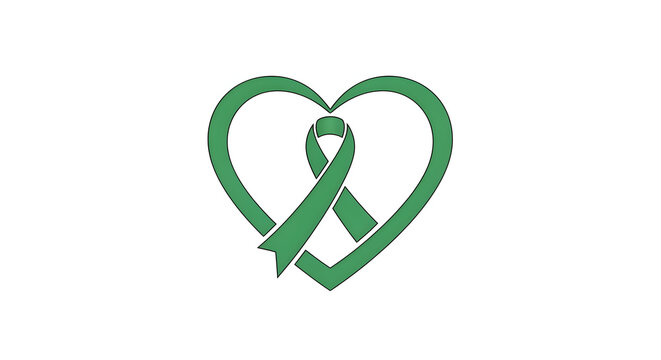 World health day awareness green heart ribbon symbolizing global health equity and wellness