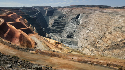 Kalgoorlie open pit mine, Western Australia. Aerial view of mining