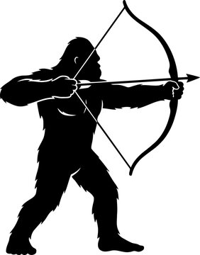 Bigfoot Archer Silhouette Black Vector Illustration