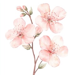 Fototapeta premium Pink blossom flowers blossoms watercolor pink.