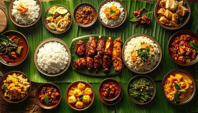 Festive Kerala Sadhya Feast - A Culinary Celebration on Banana Leaf.