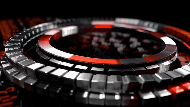 Unique design of a circular pattern with computer code showing in the background during a coding session at night