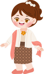 cute girl wearing kebaya for kartini day