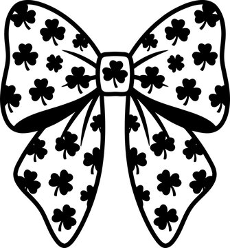 Hair Bow Coquette Clover Pattern Vector Illustration