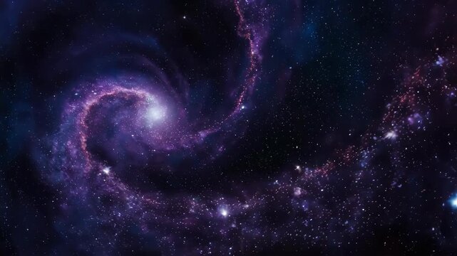Stunning Cosmic Dance of a Distant Spiral Galaxy in Deep Space.