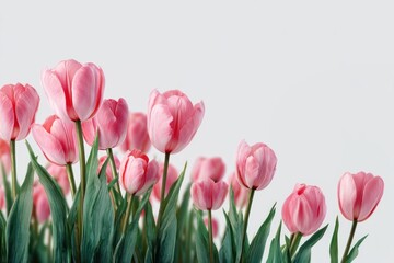 Naklejka premium Spring tulip flower border arrangement photography beautiful.